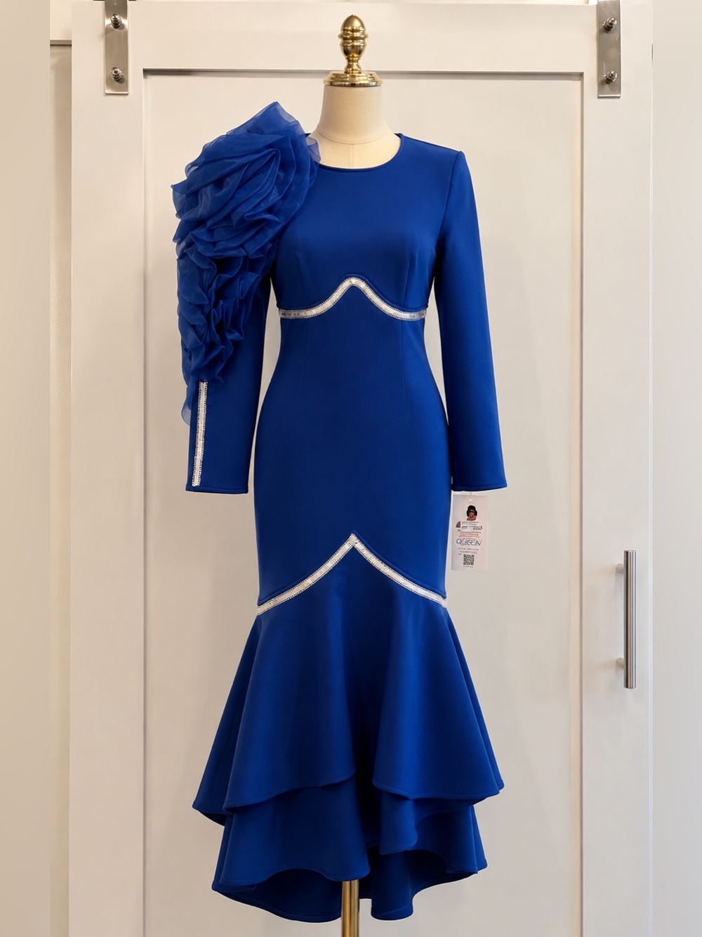 Dorinda Clark Cole DCC Rose Collection Royal Blue Mermaid Dress Size 8 NWT